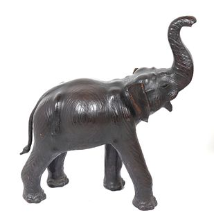Large Leather-Clad Elephant Sculpture