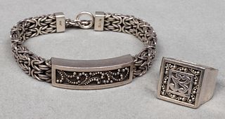 Lois Hill Silver Filigree & Scroll Ring & Bracelet