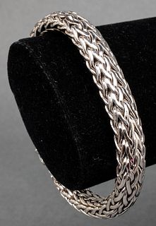 John Hardy Silver & Pave Diamond Clasp Bracelet