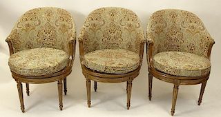 Set of Three French Provincial Style Upholstered Club Chairs.
