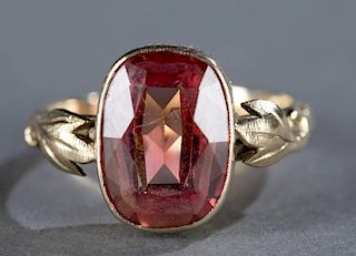 4.83ct Orange sapphire ring early 20th century.