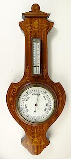 Edwardian Satinwood Inlaid Barometer With Thermometer.