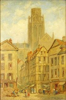 Pierre Le Boeuff, French (20th Century) Oil on Canvas, "Rouen, St Ouen".