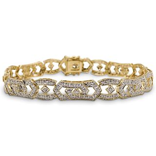 14k Gold and Diamond Filigree Bracelet