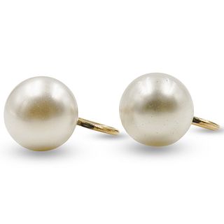 Pair Of 14k Gold and Pearl Earrings