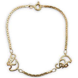 14k Gold and Elephant Charm Bracelet