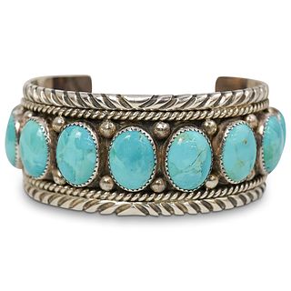 T. Lowe Navajo Sterling Turquoise Cuff