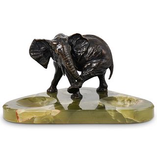 Bronze & Onyx Elephant Ashtray