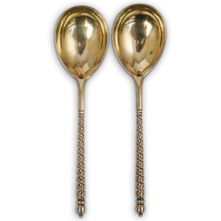 Pair Of Antique Russian Silver Spoons