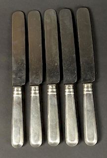 Lot of Five (5) Antique Russian Silver Knives.