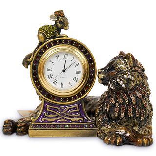 Jay Strongwater "Cat and Mouse" Desk Clock