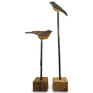 (2Pc) Joseph Dodson Carved Wooden Bird Set
