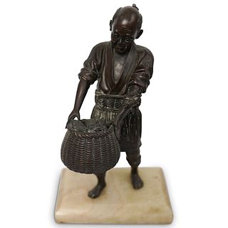 Antique Japanese Bronze Fisherman