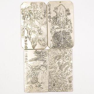 (4 Pc) Chinese Silver Zodiac Plaques