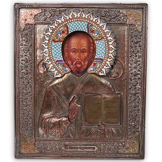 19th Cent. Silver Plated Russian Hallmarked Icon