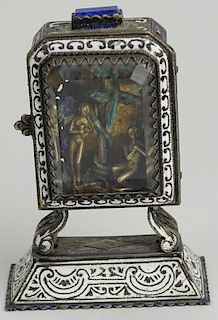 Renaissance style Enamel and Silver Miniature "Adam and Eve".
