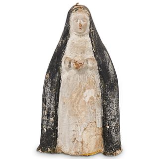 Antique Religious Wood Carved Spanish Statue