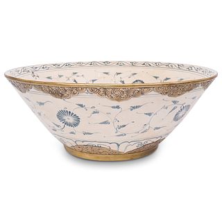 Brass Mounted Ceramic Centerpiece Bowl