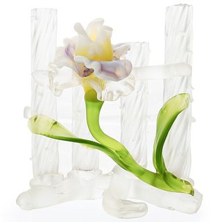 Floral Art Glass Candle Holder