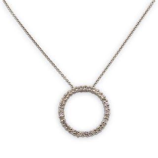 Sterling and Diamond Hoop Pendant Necklace
