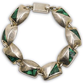 Mexican Sterling Silver and Malachite Bracelet
