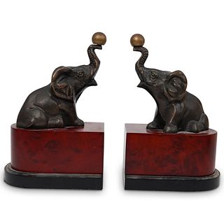 Bronze Elephant Bookends