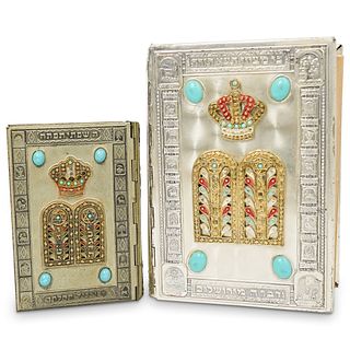 (2 Pc) Silver Plated Judaic Book Cover