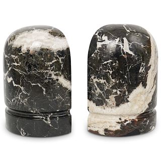 Black Veined Marble Bookends