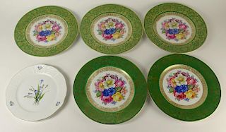 Lot of 6 Hand Painted Plates. 5 Hand Painted Bavarian with Floral Motif.