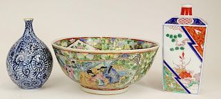 Three (3) 20th century Asian porcelain items including a Japanese Imari style vase.