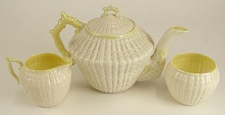 Vintage three (3) piece Irish Belleek porcelain tea service.