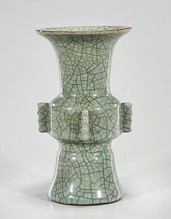 Chinese Crackle Glazed Porcelain Gu-Form Vase