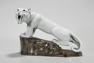 Chinese Crackle Glazed Porcelain Lion