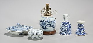 Group of Five Various Chinese Blue and White Porcelains