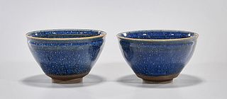 Two Chinese Blue Glazed Ceramic Bowls