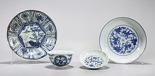 Group of Four Chinese Blue and White Porcelains