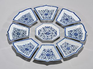 Set of Nine Chinese Blue and White Plates