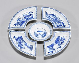 Set of Five Chinese Blue and White Porcelain Dishes