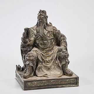 Chinese Bronze Seated Guandi
