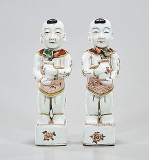 Pair Chinese Enameled Porcelain Children Figures