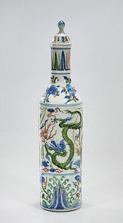 Chinese Enameled Porcelain Covered Bottle Vase
