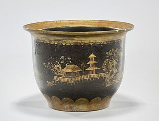 Chinese Black Porcelain Planter