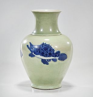 Chinese Green and Blue Porcelain Vase