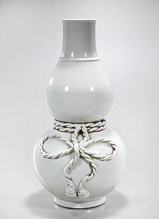 Large Chinese White Porcelain Double Gourd Vase