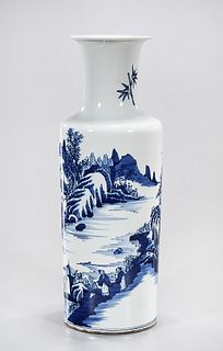 Chinese Blue and White Rouleau Vase