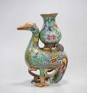 Chinese Enameled Porcelain Animal Form Vase