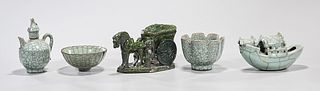 Group of Five Green Ceramics