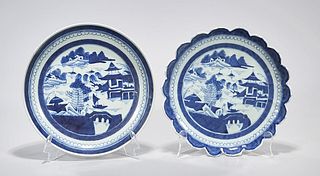 Two Chinese Blue and White Porcelain Chargers
