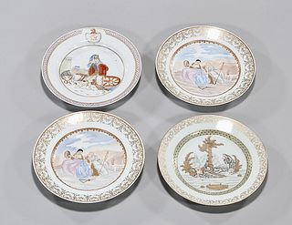 Group of Four Chinese Enameled Porcelain Plates