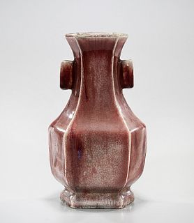 Chinese Glazed Hexagonal Vase